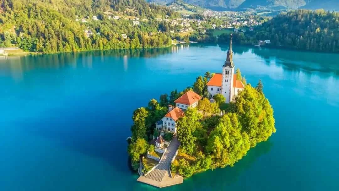 A scenic view of Bled, Slovenia.