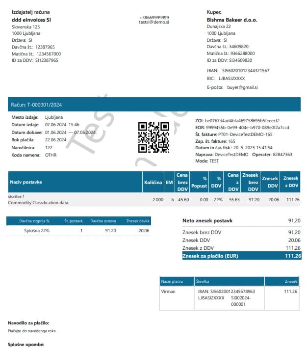 A diagram displaying Slovenia's B2G e-invoicing process.