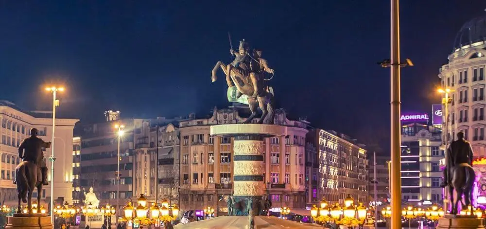 A scenic view of Skopje, North Macedonia at night!