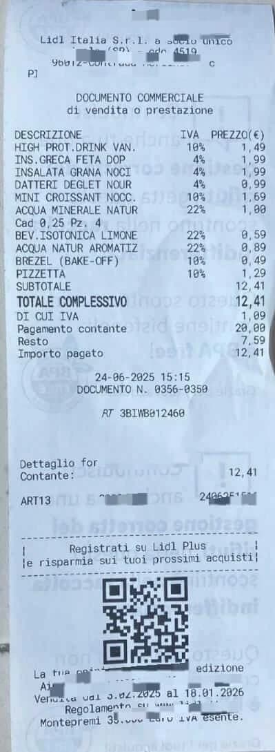 An Italian receipt- DDD invoices