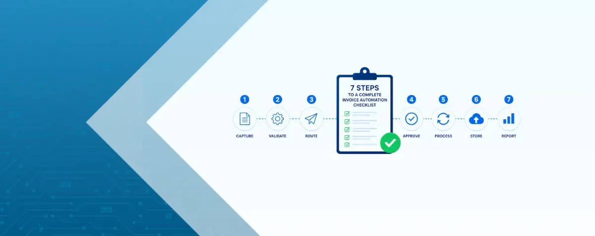 DDD Invoices supporting invoice automation, featuring a checklist being marked off, representing the 7 steps to a complete invoice automation checklist.