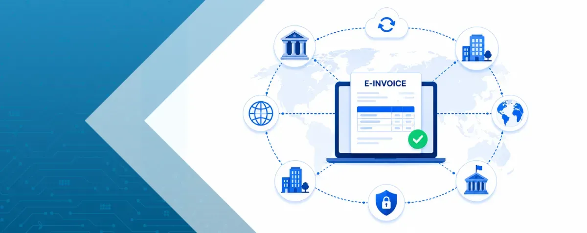 DDD Invoices supporting secure SaaS invoicing, featuring a laptop with code and digital security icons representing data protection and compliance.