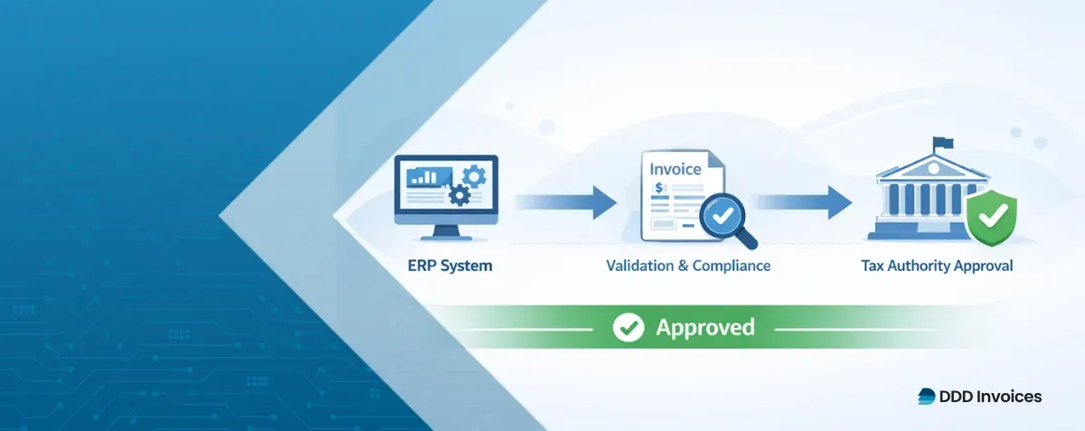 Finance manager reviews e-invoicing workflow
