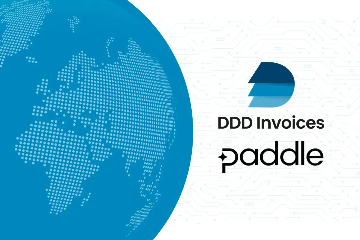 Alt Text: DDD Invoices and Paddle logos, representing e-invoicing compliance and global billing and payment solutions.