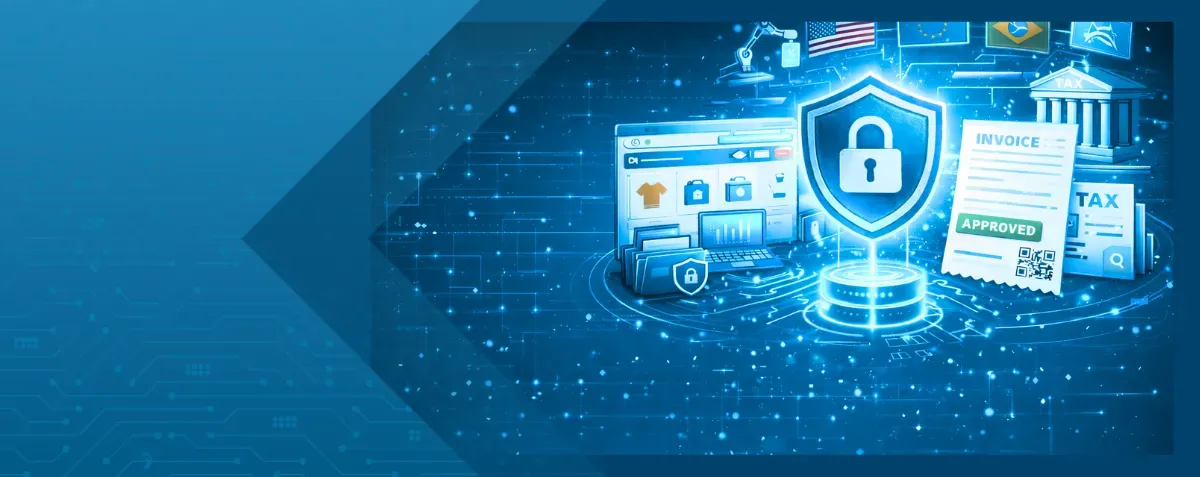 Compliance manager reviewing tax documents in office