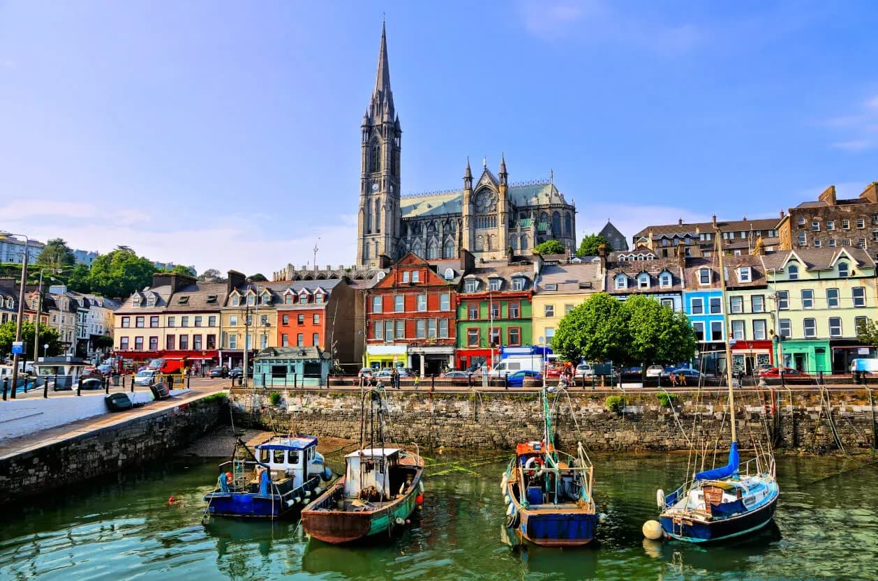 Ireland’s fiscalization and real-time tax reporting environment administered by Revenue and supported by DDD Invoices, illustrated by a harbour view of Cobh