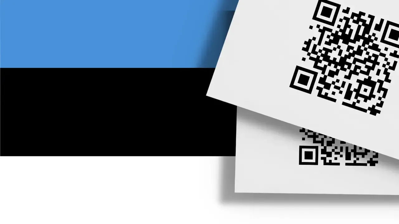 Estonian flag with QR representing fiscalization by DDD Invoices