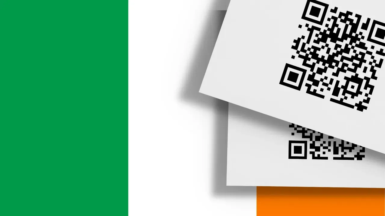 ireland flag with a QR code representing fiscalization by DDD Invoices