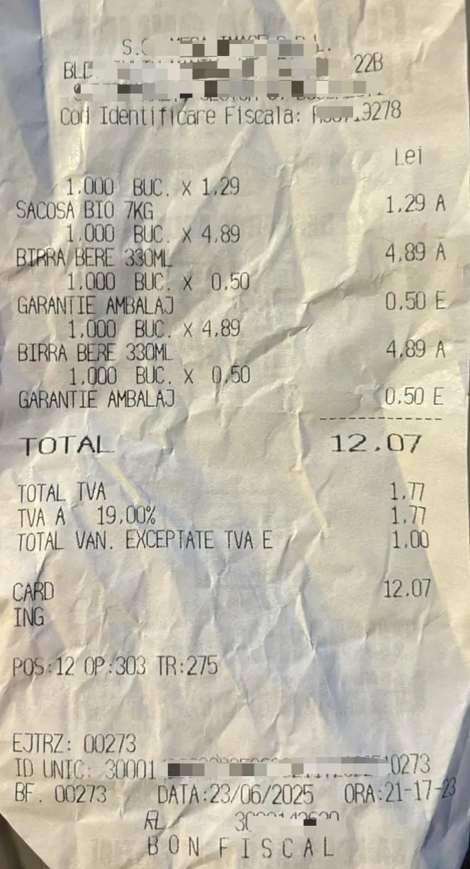 fiscalized receipt from romania for DDD Invoices