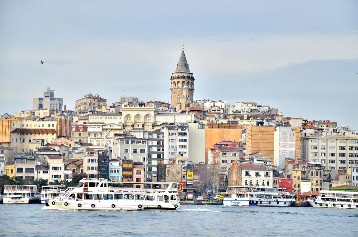 DDD Invoices supporting e-invoicing in Turkey, featuring Istanbul skyline with Galata Tower and waterfront.