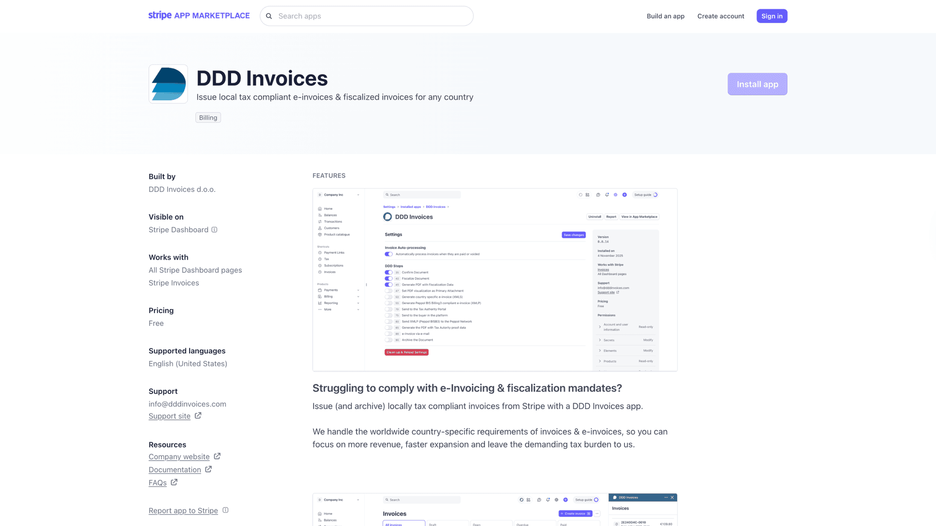 DDD Invoices on Stripe Marketplace