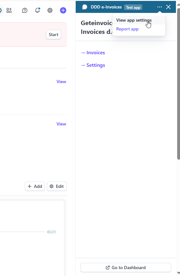 Open Settings of DDD Invoices plugin for Stripe