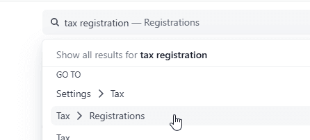 Tax registration DDD in Stripe