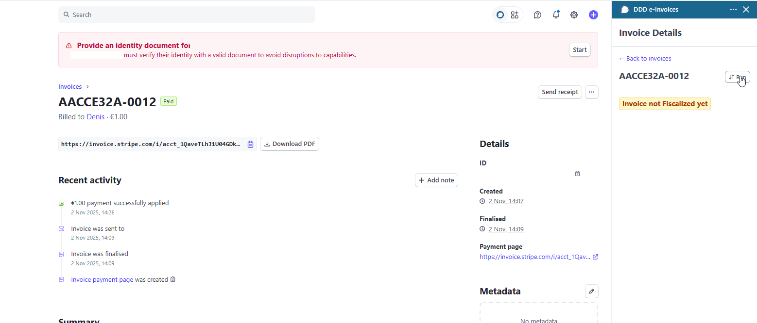 One invoice functionality DDD Invoices 