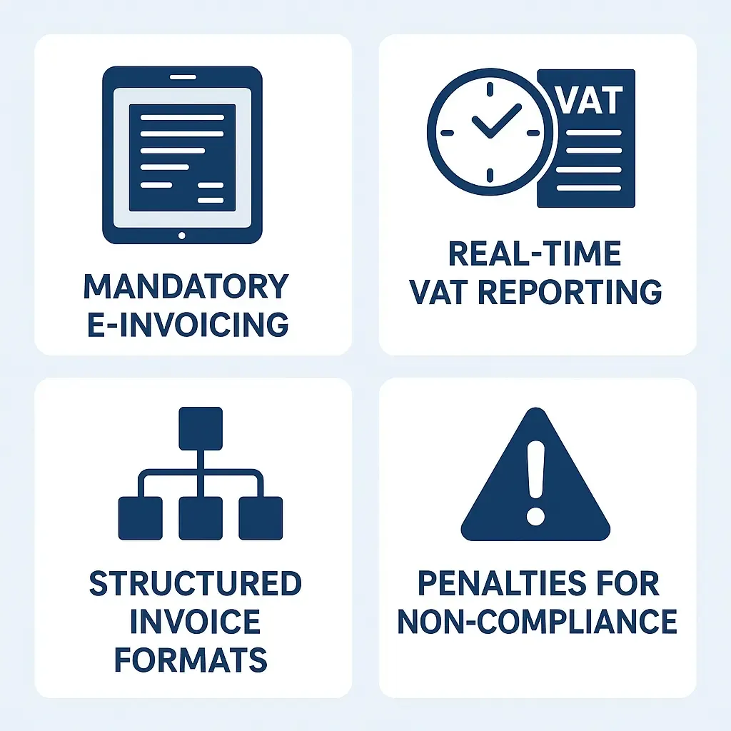  infographic illustrating sweden’s future B2B e-invoicing requirements under the ViDA framework by DDD invoices