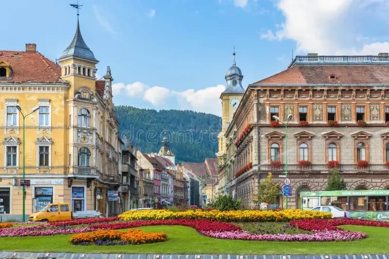 Beautiful view of historic buildings in Romania- DDD invoices