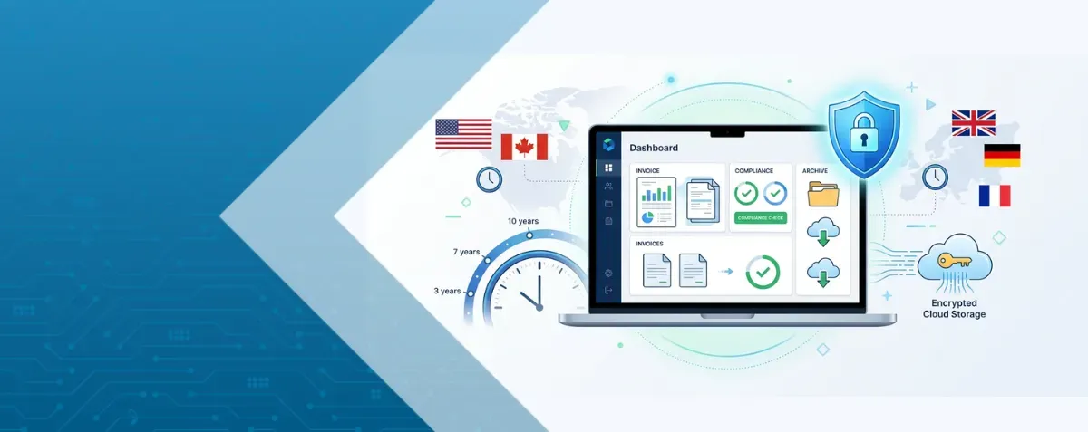 Professional at desk archiving invoices digitally