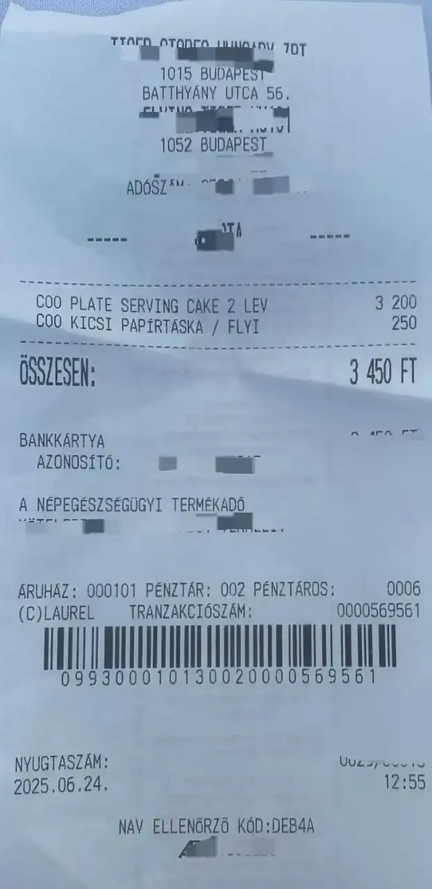 fiscalized receipt from hungary to DDD Invoices