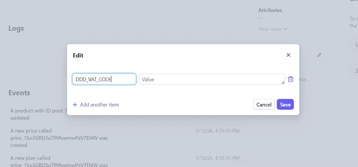 Meta data DDD Invoices for Stripe