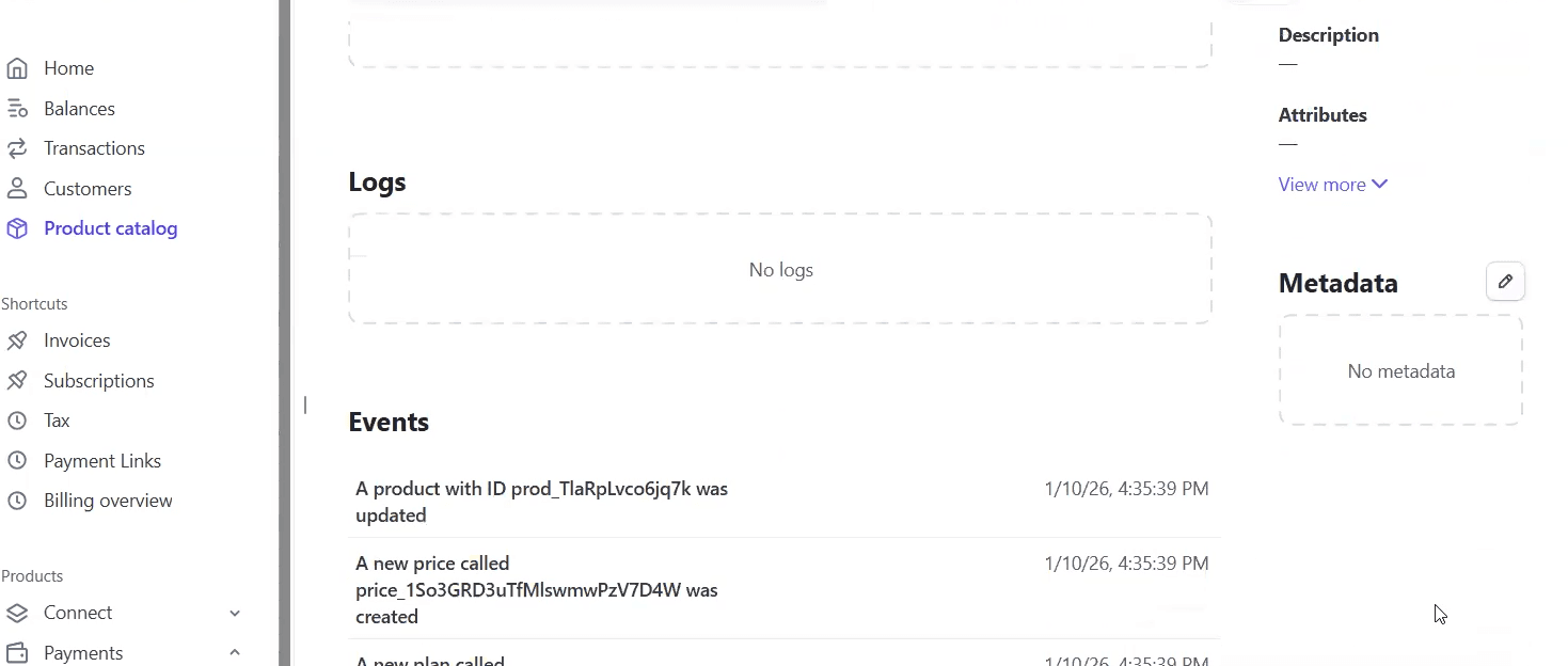 Product metadata DDD Invoices for Stripe