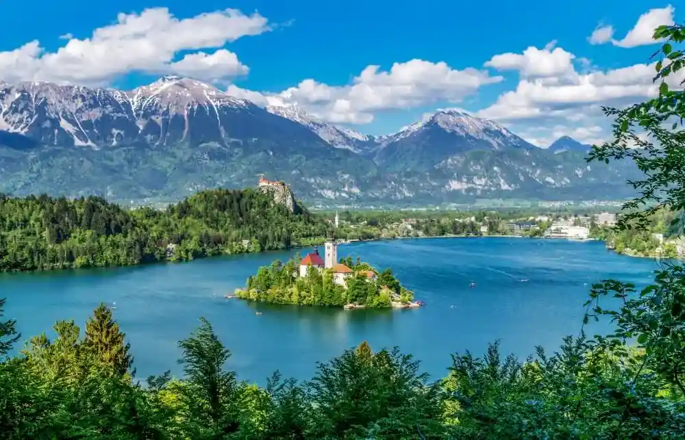 A scenic view of Bled, Slovenia.